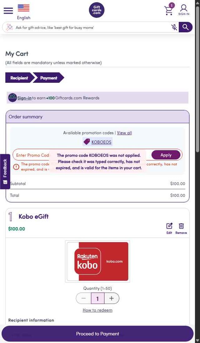 GiftCardMall.com checkout page showing GiftCardMall.com promo code box | Screenshot taken by SimplyCodes community member on Aug 23, 2025