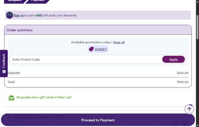 GiftCardMall.com checkout page showing GiftCardMall.com promo code box | Screenshot taken by SimplyCodes community member on Sep 3, 2025