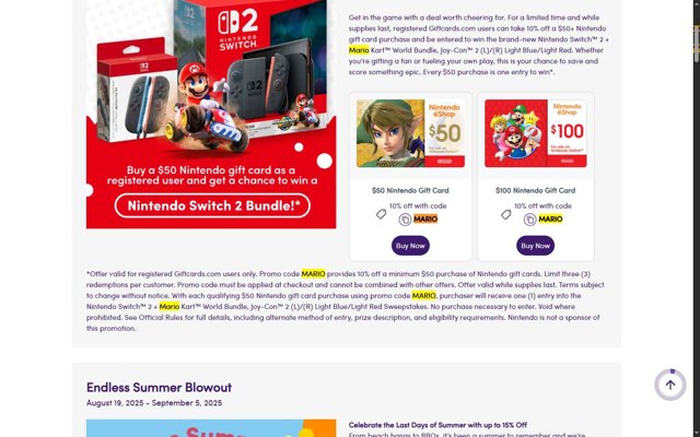 GiftCards.com checkout page showing GiftCards.com promo code box | Screenshot taken by SimplyCodes community member on Aug 31, 2025