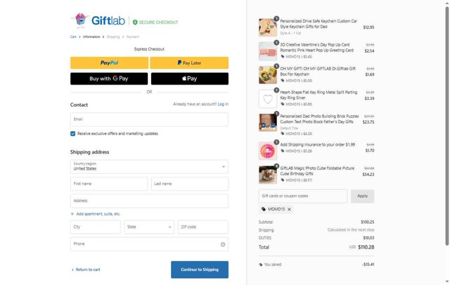 GiftLab checkout page showing GiftLab discount code box | Screenshot taken by SimplyCodes community member on Jun 4, 2025