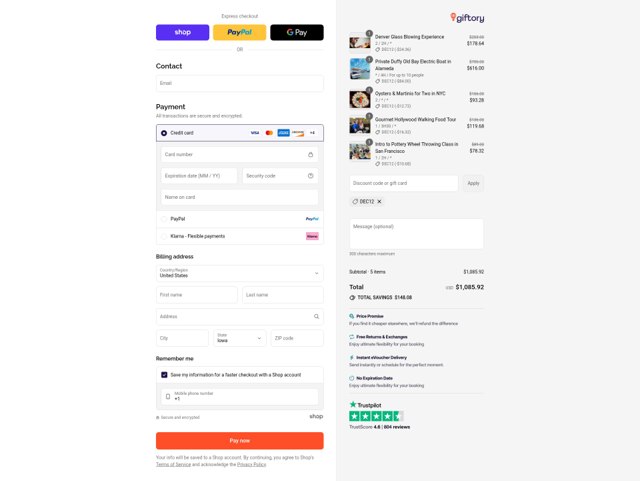 Giftory checkout page showing Giftory promo code box | Screenshot taken by SimplyCodes community member on Sep 8, 2025