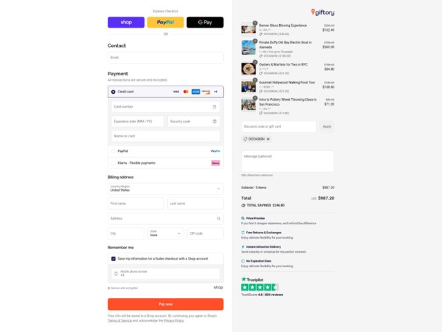 Giftory checkout page showing Giftory promo code box | Screenshot taken by SimplyCodes community member on Sep 8, 2025
