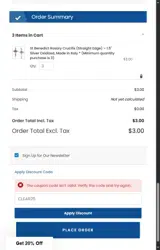 CLEAR25 coupon verification screenshot