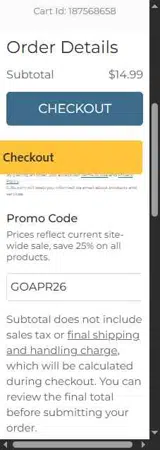GOAPR26 coupon verification screenshot