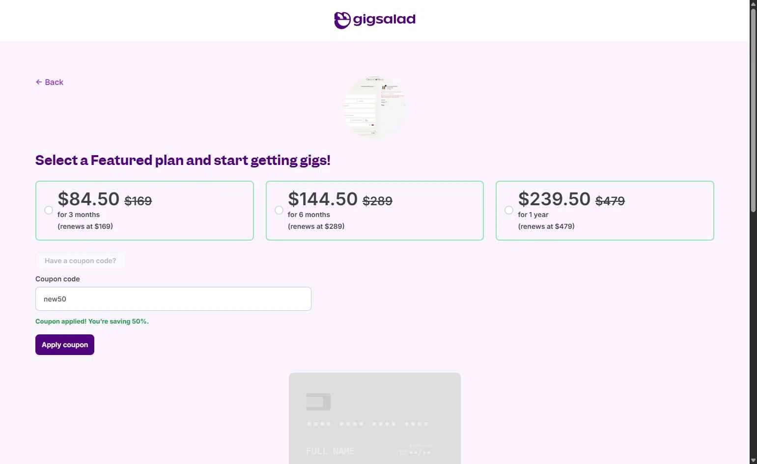 Gigsalad checkout page showing Gigsalad promo code box | Screenshot taken by SimplyCodes community member on Dec 27, 2025