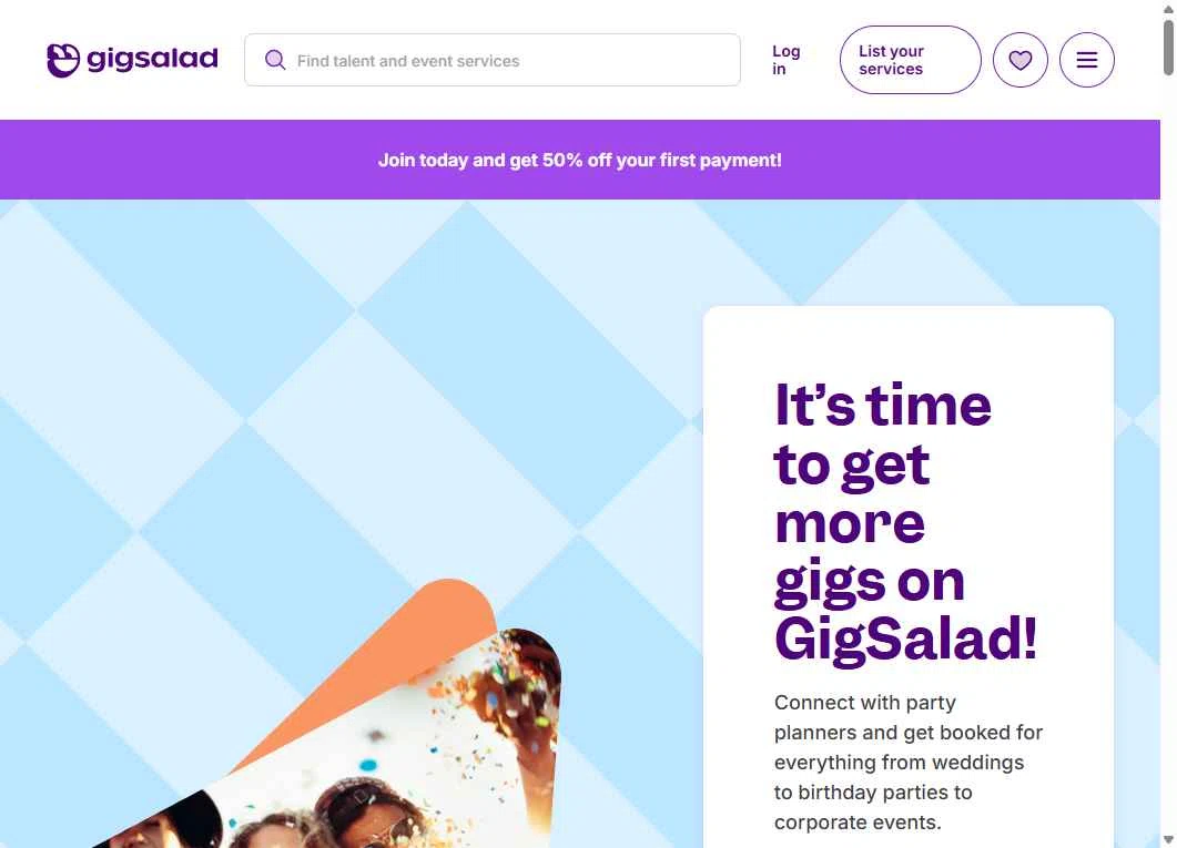 Gigsalad checkout page showing Gigsalad promo code box | Screenshot taken by SimplyCodes community member on Dec 13, 2025