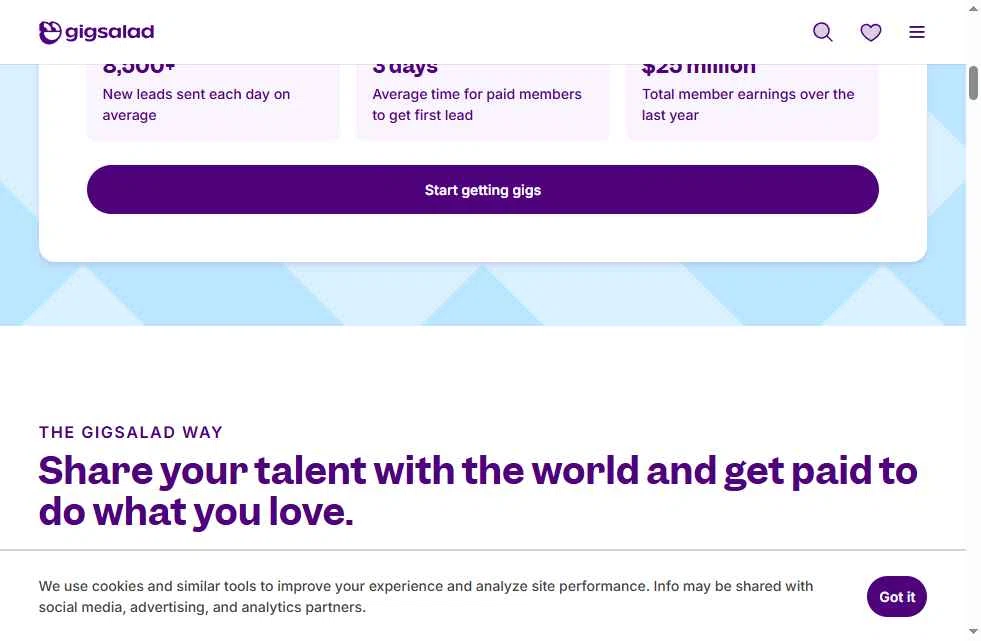 Gigsalad checkout page showing Gigsalad promo code box | Screenshot taken by SimplyCodes community member on Jan 3, 2026