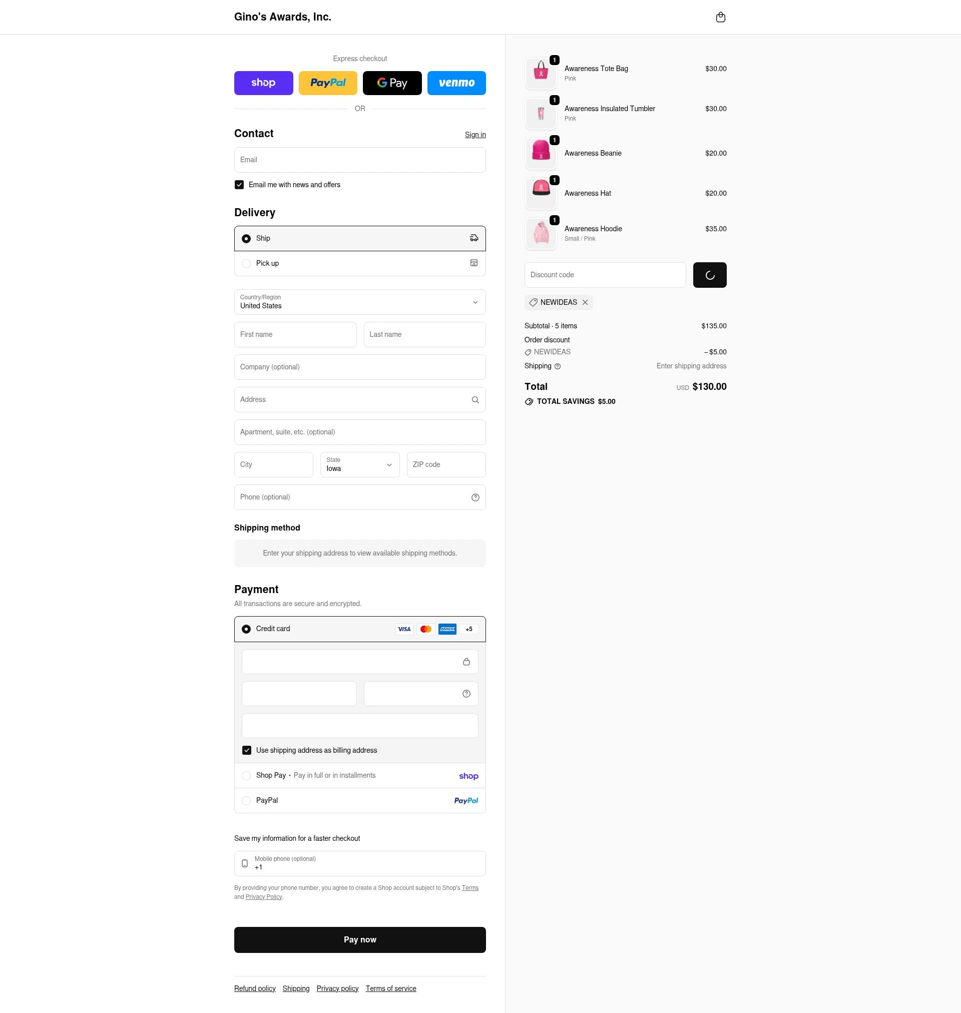 Gino's checkout page showing Gino's promo code box | Screenshot taken by SimplyCodes community member on Feb 19, 2026
