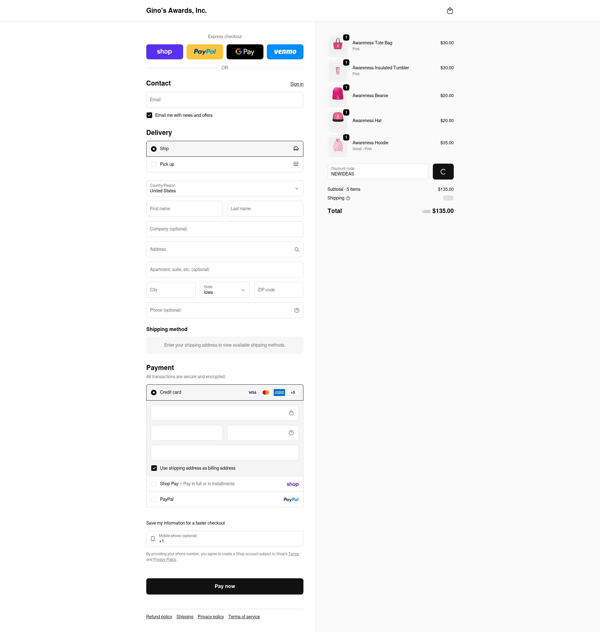 Gino's checkout page showing Gino's promo code box | Screenshot taken by SimplyCodes community member on Feb 17, 2026
