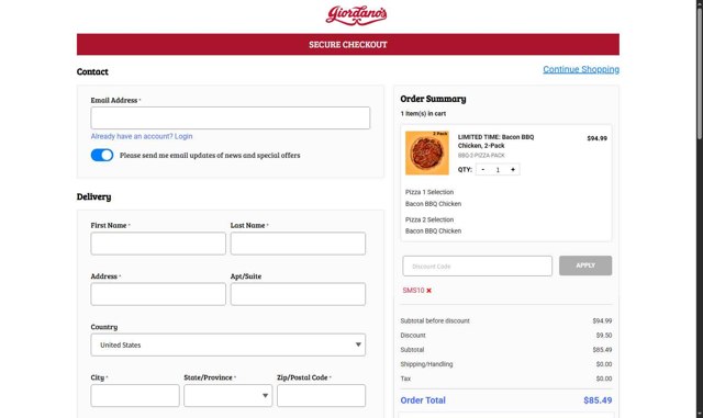 Giordano's Promo Codes (2 Verified) - 10% Off Jul 2025