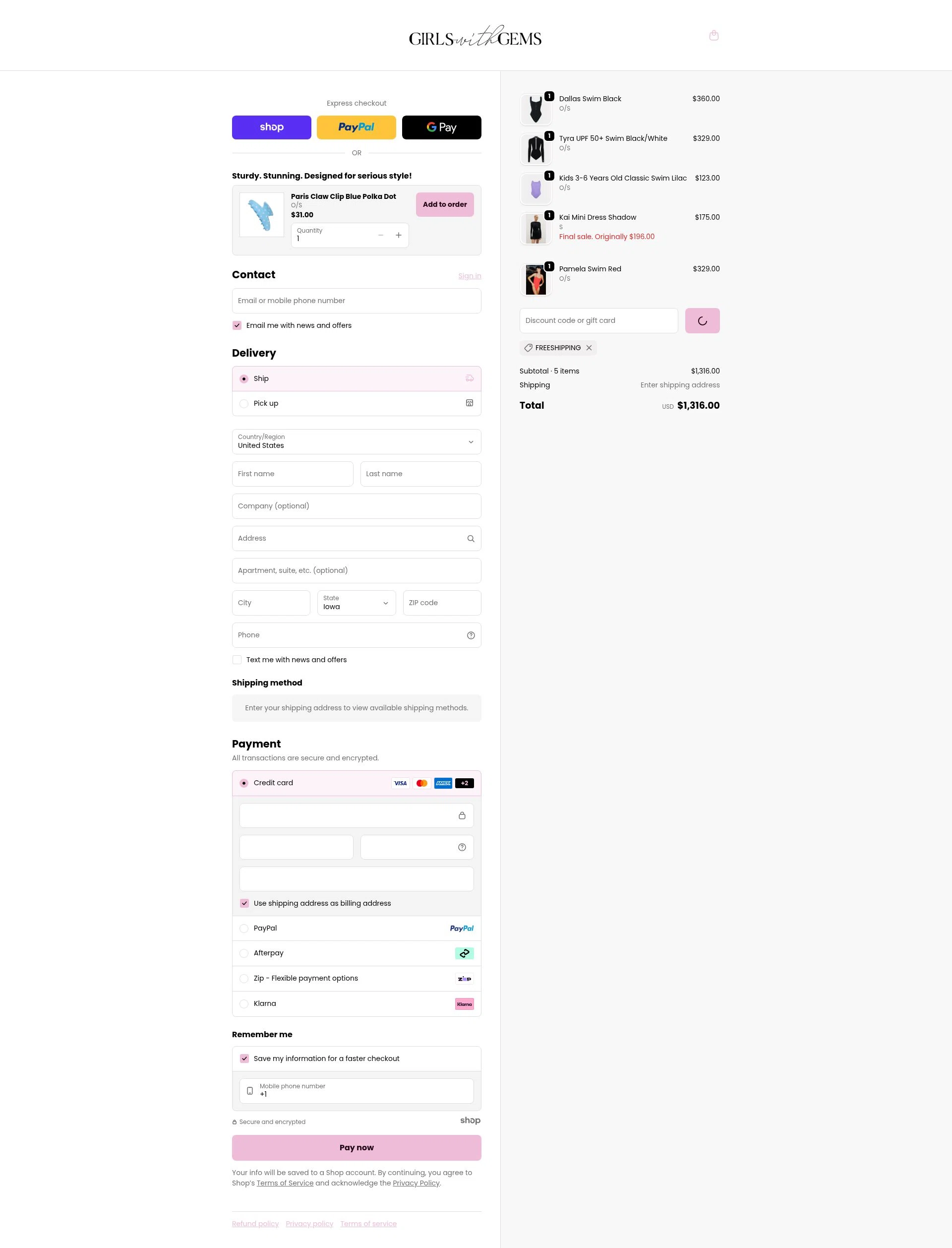 Girls With Gems checkout page showing Girls With Gems promo code box | Screenshot taken by SimplyCodes community member on Jan 20, 2026
