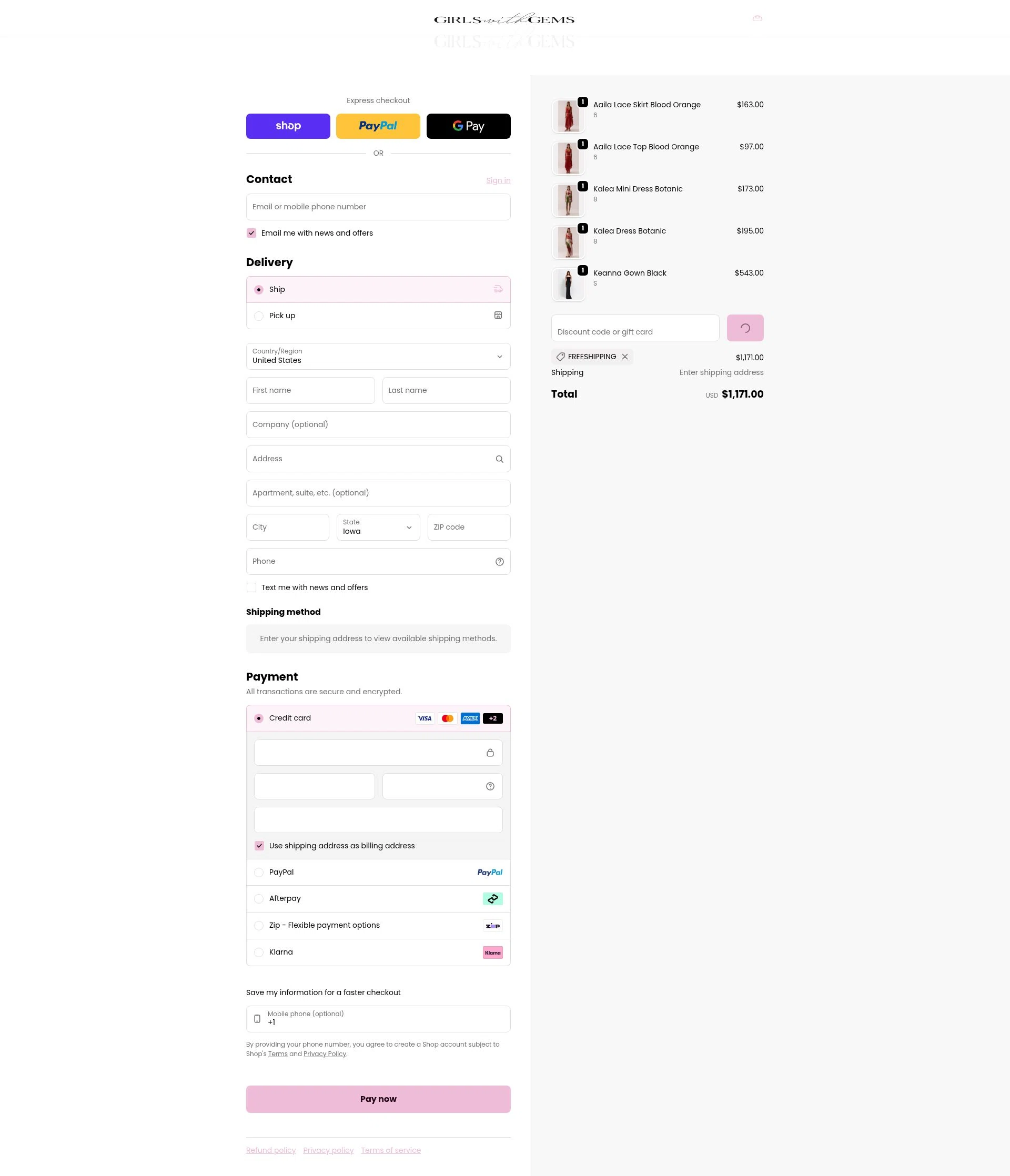 Girls With Gems checkout page showing Girls With Gems promo code box | Screenshot taken by SimplyCodes community member on Feb 11, 2026