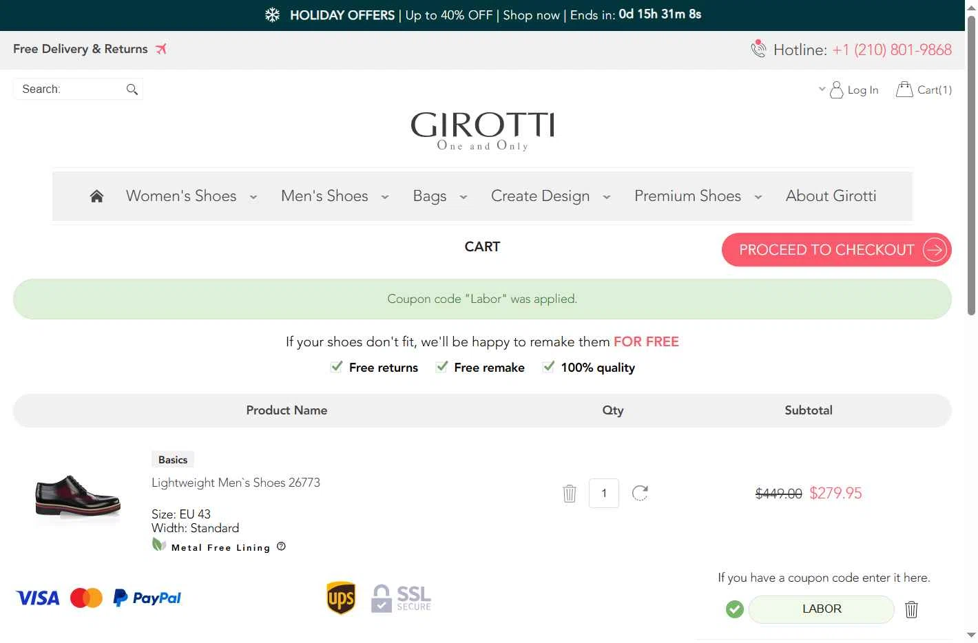 Girotti checkout page showing Girotti coupon code box | Screenshot taken by SimplyCodes community member on Dec 23, 2025