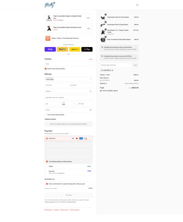 Gladly Family checkout page showing Gladly Family discount code box | Screenshot taken by SimplyCodes community member on Sep 7, 2025