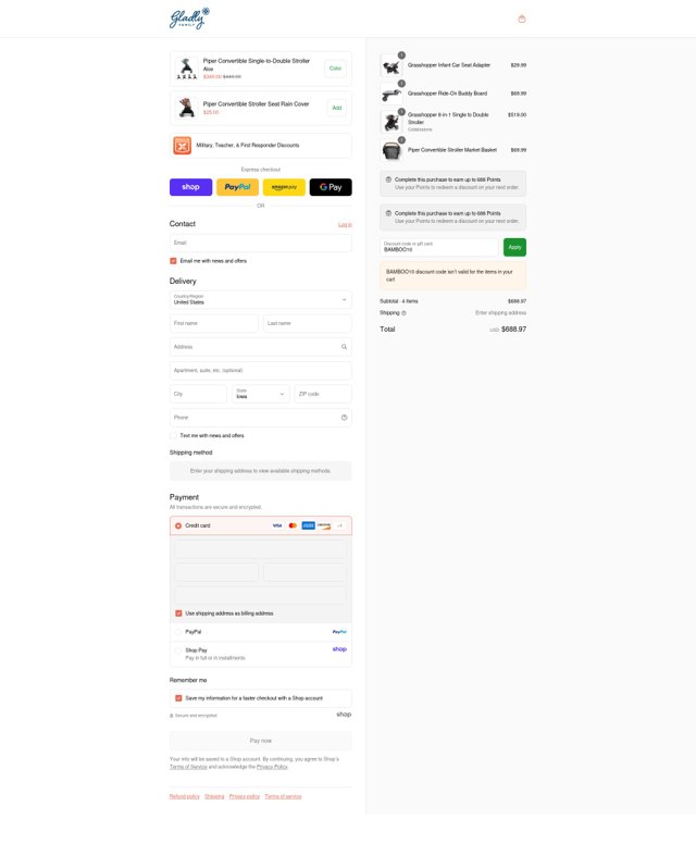 Gladly Family checkout page showing Gladly Family discount code box | Screenshot taken by SimplyCodes community member on Sep 7, 2025