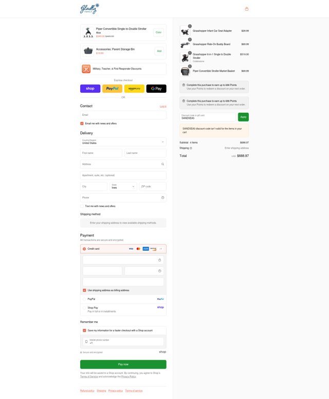 Gladly Family checkout page showing Gladly Family discount code box | Screenshot taken by SimplyCodes community member on Sep 2, 2025