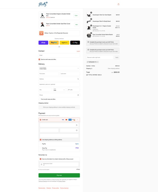 Gladly Family checkout page showing Gladly Family discount code box | Screenshot taken by SimplyCodes community member on Sep 7, 2025