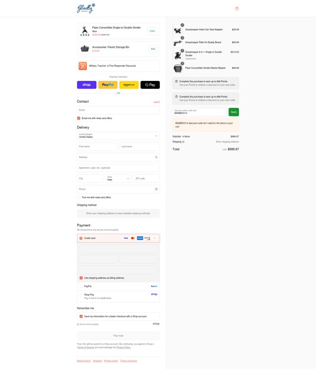 Gladly Family checkout page showing Gladly Family discount code box | Screenshot taken by SimplyCodes community member on Sep 2, 2025