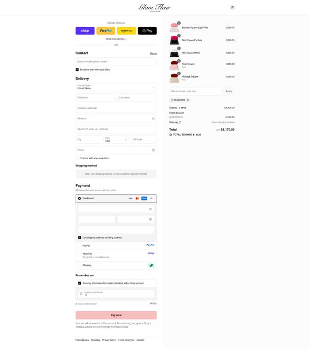Glam Fleur checkout page showing Glam Fleur promo code box | Screenshot taken by SimplyCodes community member on Sep 12, 2025