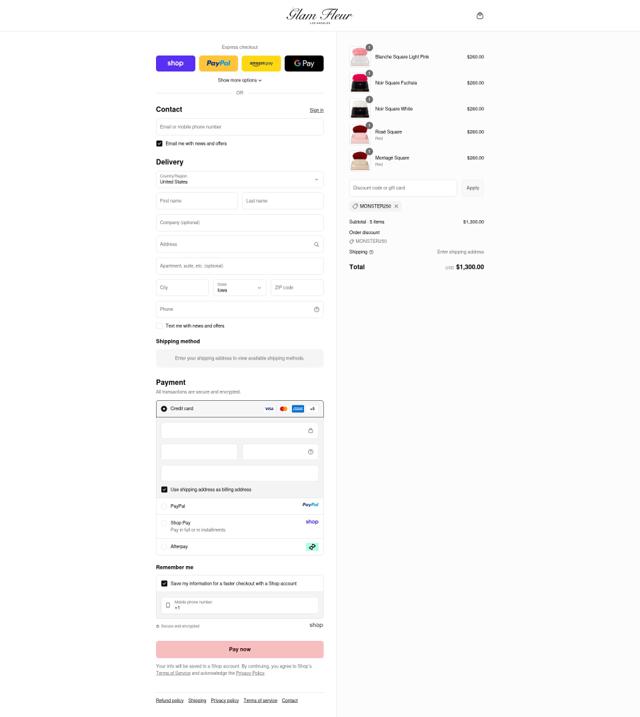 Glam Fleur checkout page showing Glam Fleur promo code box | Screenshot taken by SimplyCodes community member on Sep 12, 2025