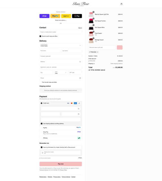 Glam Fleur checkout page showing Glam Fleur promo code box | Screenshot taken by SimplyCodes community member on Sep 12, 2025