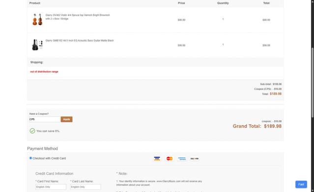 Glarry checkout page showing Glarry coupon code box | Screenshot taken by SimplyCodes community member on Jun 29, 2025