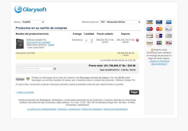 Glarysoft checkout page showing Glarysoft coupon code box | Screenshot taken by SimplyCodes community member on May 31, 2025