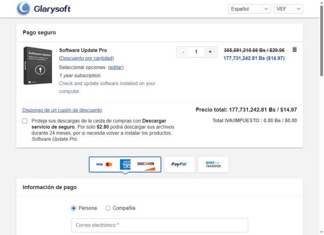 Glarysoft checkout page showing Glarysoft coupon code box | Screenshot taken by SimplyCodes community member on Jul 22, 2025