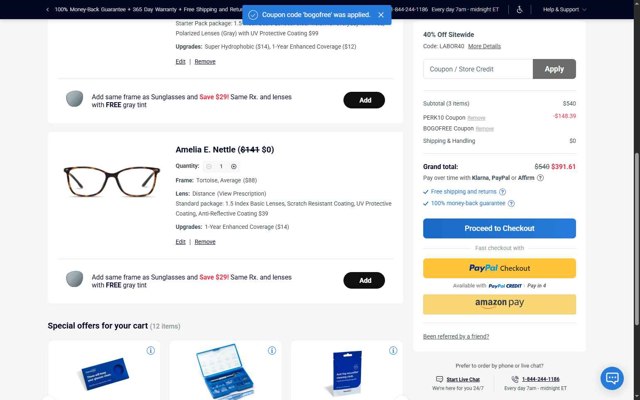 GlassesUSA checkout page showing GlassesUSA promo code box | Screenshot taken by SimplyCodes community member on Aug 28, 2025
