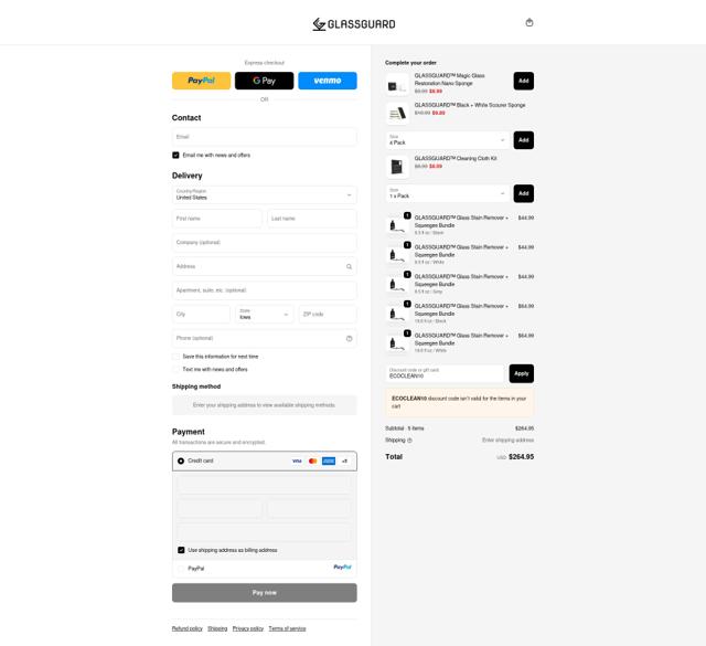 GlassGuard checkout page showing GlassGuard discount code box | Screenshot taken by SimplyCodes community member on Sep 22, 2025