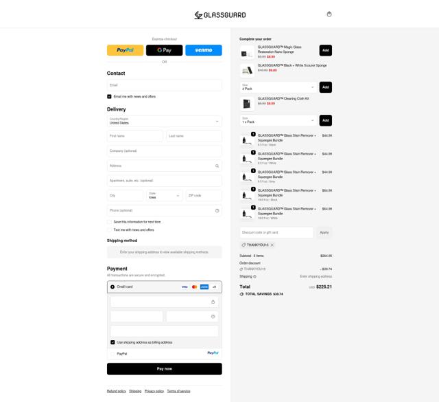 GlassGuard checkout page showing GlassGuard discount code box | Screenshot taken by SimplyCodes community member on Sep 22, 2025