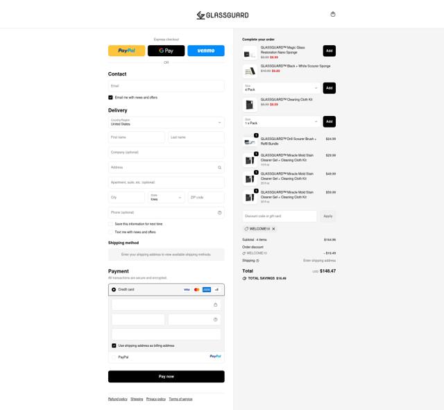 GlassGuard checkout page showing GlassGuard discount code box | Screenshot taken by SimplyCodes community member on Sep 18, 2025