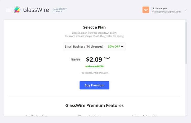 GlassWire checkout page showing GlassWire discount code box | Screenshot taken by SimplyCodes community member on Jun 11, 2025