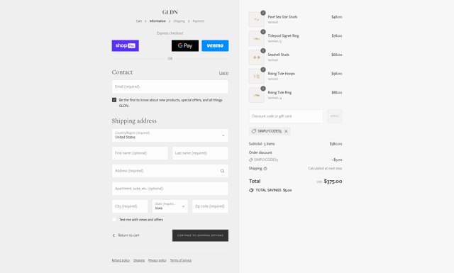 GLDN checkout page showing GLDN discount code box | Screenshot taken by SimplyCodes community member on Aug 3, 2025