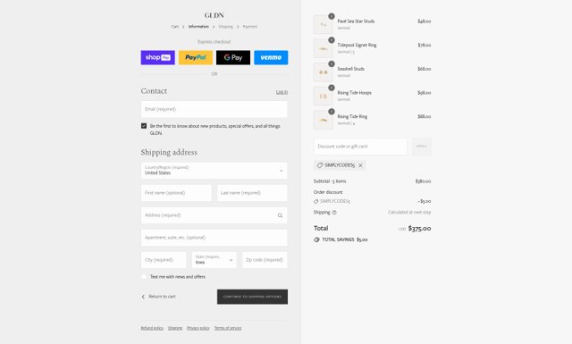 GLDN checkout page showing GLDN discount code box | Screenshot taken by SimplyCodes community member on Aug 21, 2025