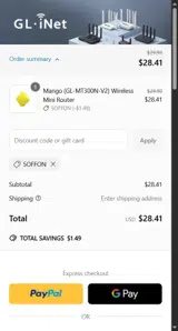 5OFFON coupon verification screenshot