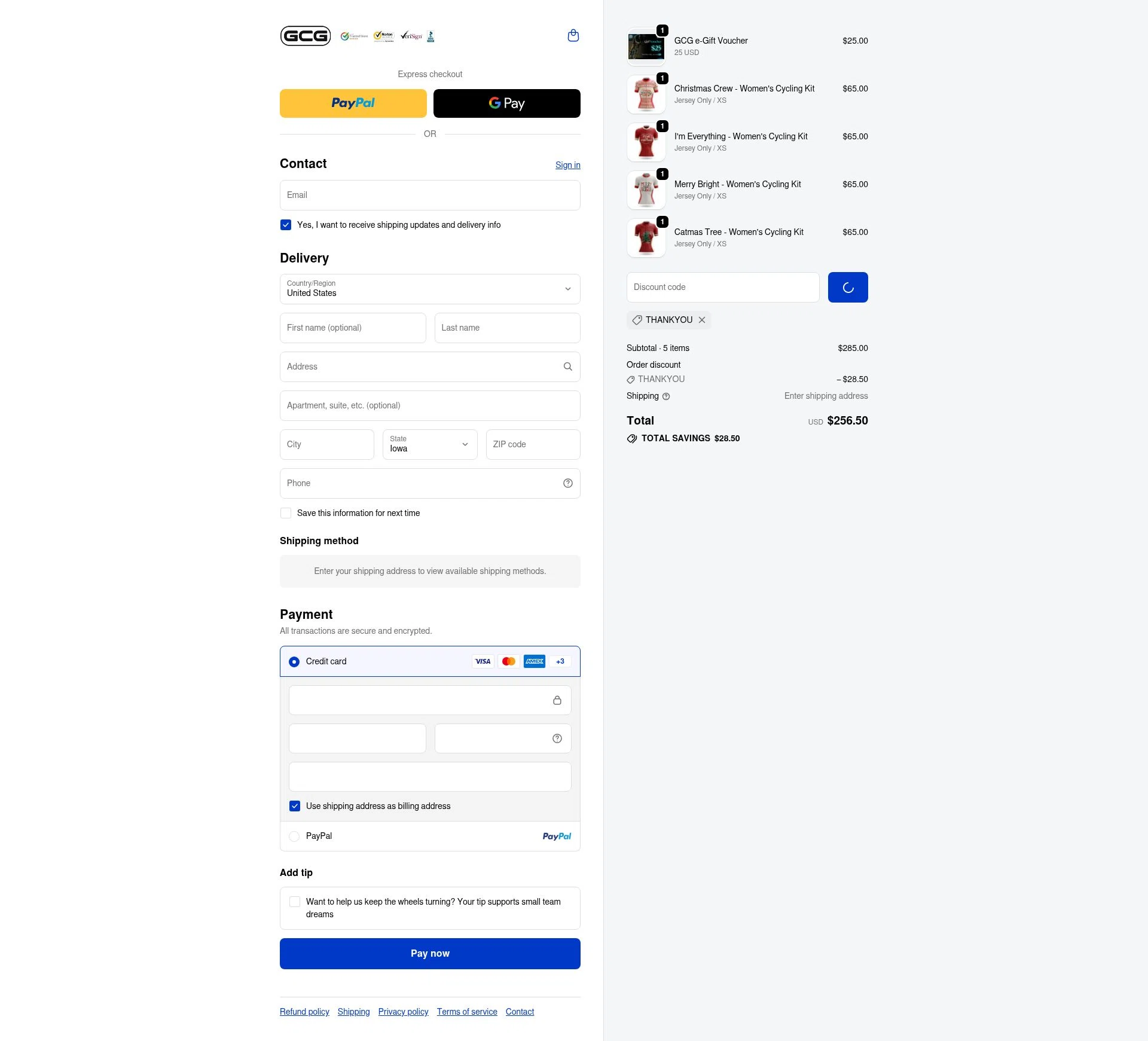 Global Cycling Gear checkout page showing Global Cycling Gear discount code box | Screenshot taken by SimplyCodes community member on Dec 30, 2025