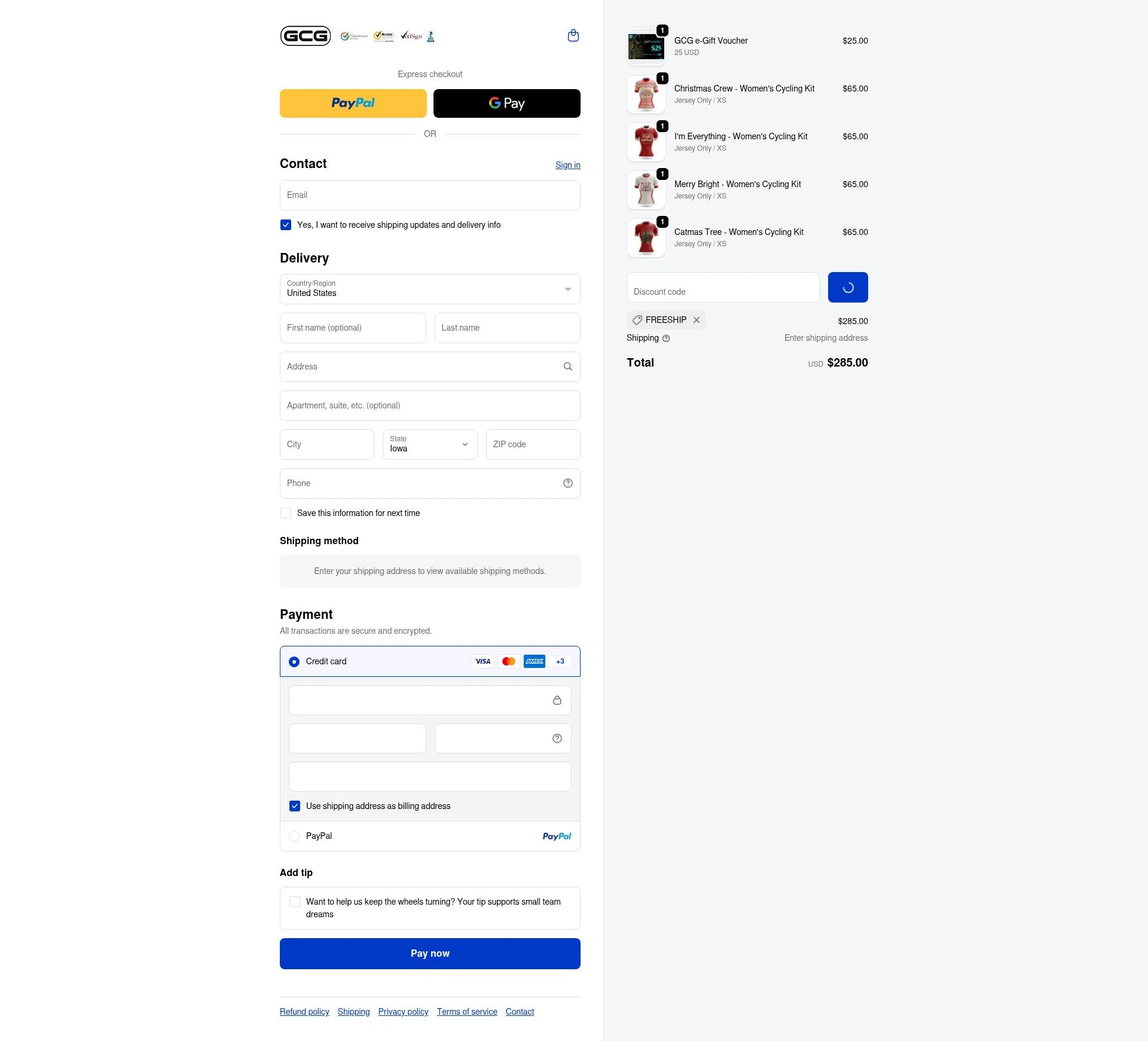 Global Cycling Gear checkout page showing Global Cycling Gear discount code box | Screenshot taken by SimplyCodes community member on Dec 25, 2025