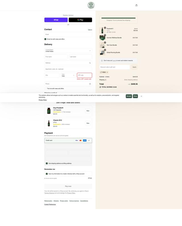 Global Healing checkout page showing Global Healing discount code box | Screenshot taken by SimplyCodes community member on Sep 13, 2025