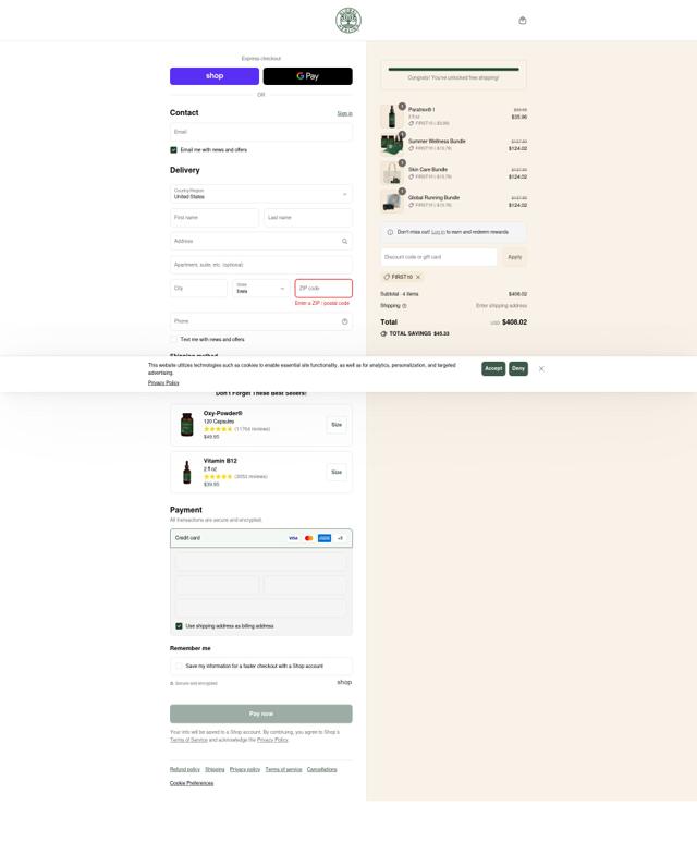 Global Healing checkout page showing Global Healing discount code box | Screenshot taken by SimplyCodes community member on Sep 13, 2025