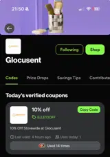 ELLE10OFF coupon verification screenshot