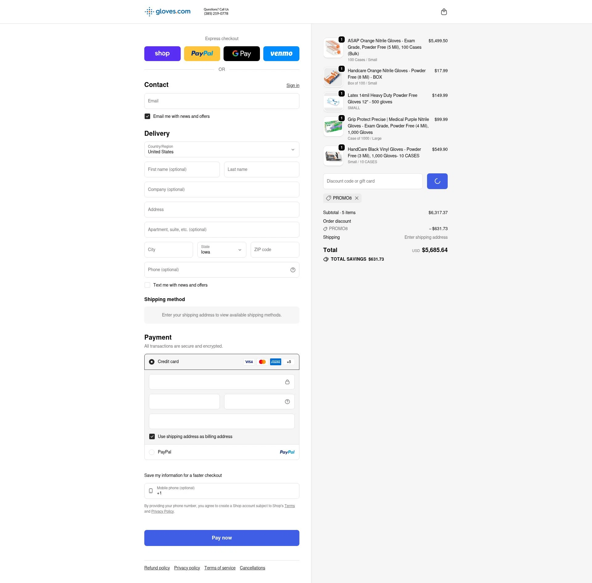 Gloves checkout page showing Gloves promo code box | Screenshot taken by SimplyCodes community member on Feb 17, 2026