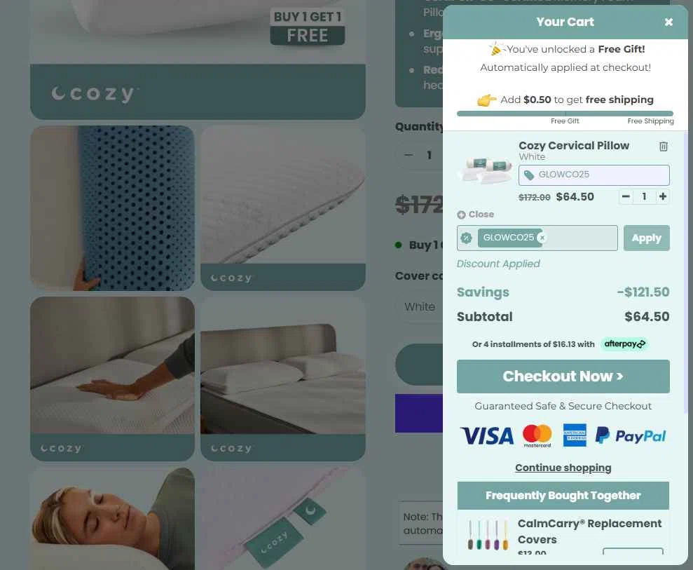 GlowCo checkout page showing GlowCo discount code box | Screenshot taken by SimplyCodes community member on Jun 14, 2025