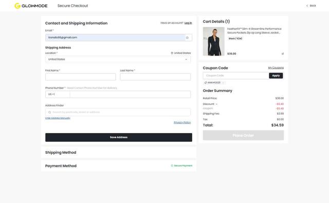 GLOWMODE checkout page showing GLOWMODE discount code box | Screenshot taken by SimplyCodes community member on Sep 14, 2025