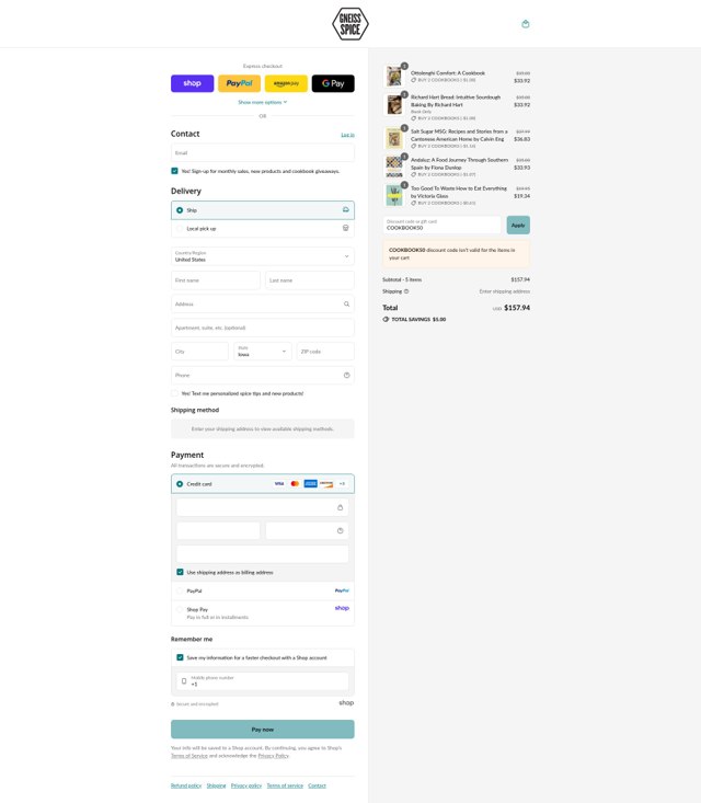 Gneiss Spice checkout page showing Gneiss Spice promo code box | Screenshot taken by SimplyCodes community member on Aug 31, 2025