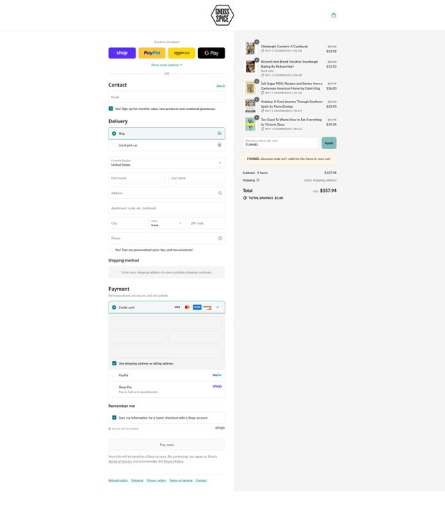 Gneiss Spice checkout page showing Gneiss Spice promo code box | Screenshot taken by SimplyCodes community member on Sep 4, 2025