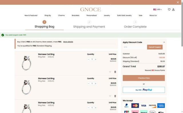 Gnoce checkout page showing Gnoce discount code box | Screenshot taken by SimplyCodes community member on Aug 29, 2025