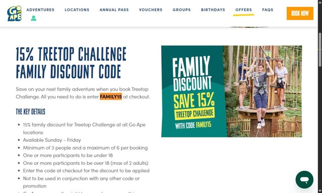 Go Ape checkout page showing Go Ape promo code box | Screenshot taken by SimplyCodes community member on Aug 16, 2025