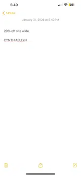 CYNTHIAELLYN coupon verification screenshot