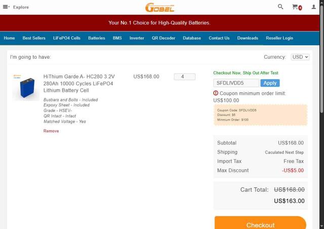 Gobel Power checkout page showing Gobel Power coupon code box | Screenshot taken by SimplyCodes community member on Jun 18, 2025